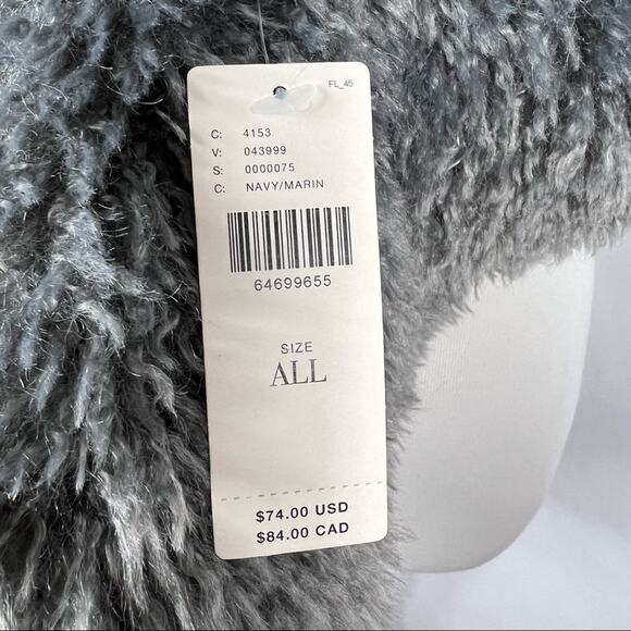 ANTHROPOLOGIE Fluffy Colorblocked Scarf Navy NWT - Picture 5 of 7